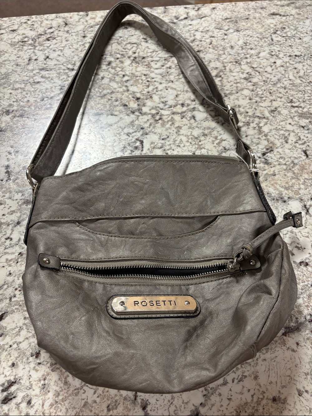 Rosetti Metallic Gray Shoulder Crossbody Bag